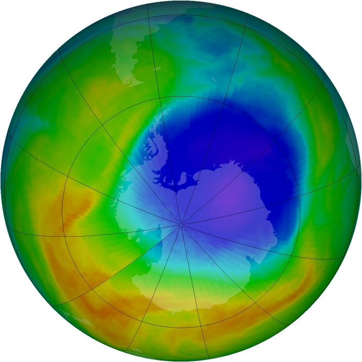 Antarctic ozone map for 16 October 2004